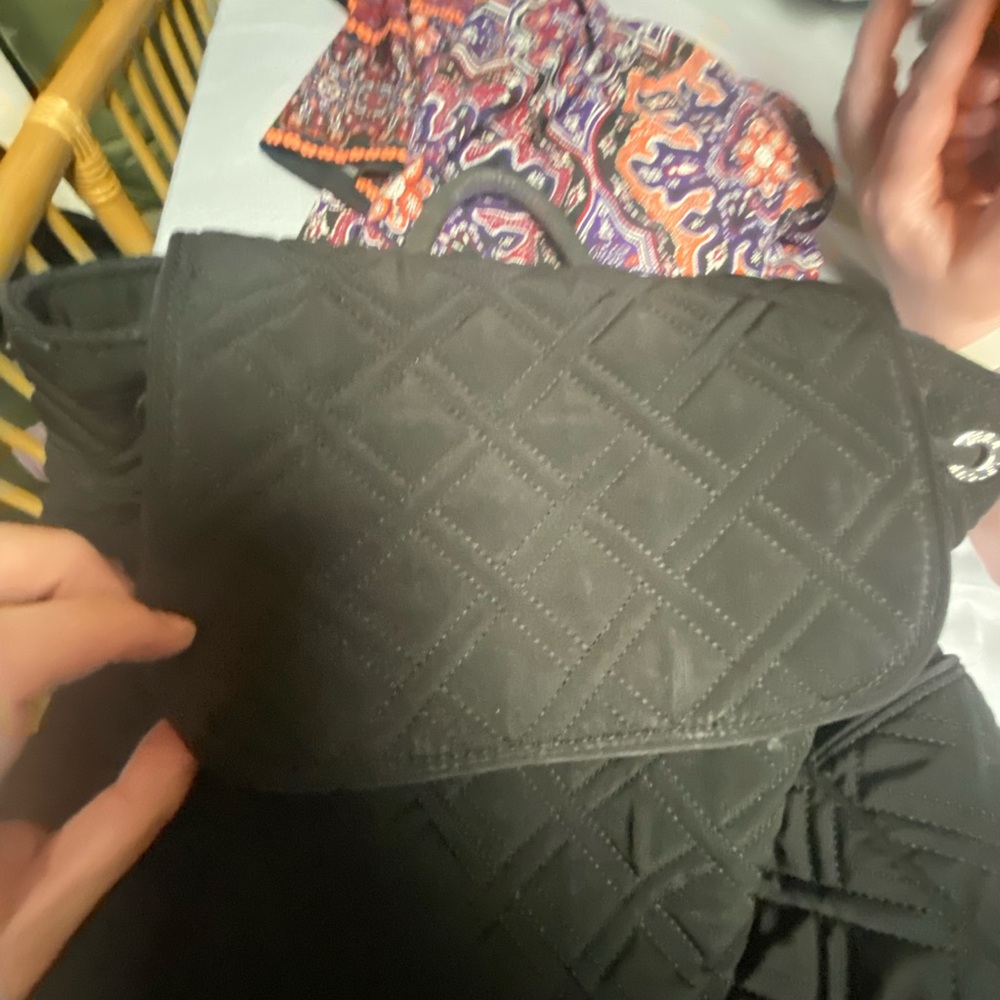 Vera Bradley Black Quilted Flap Shoulder Bag